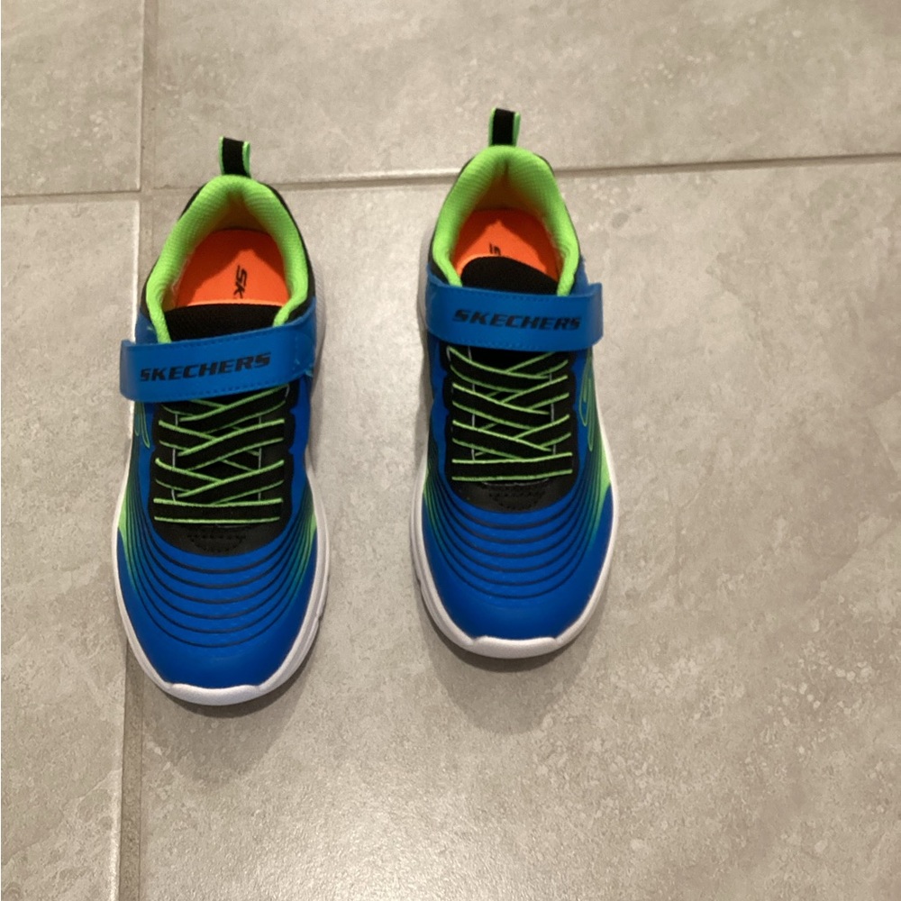 Skechers Kids Vibrant Blue and Neon Green Sneakers